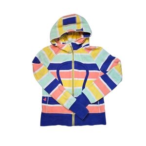 lululemon SeaWheeze Scuba Hoodie Rainbow Stripe‎ Full Zip Thumbholes Size 6